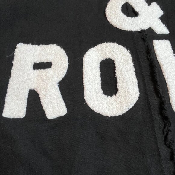 Black Rock and Roll Frayed Shirt Long Sleeve Snap Button Front Shacket SZ M Boxy - Picture 3 of 10